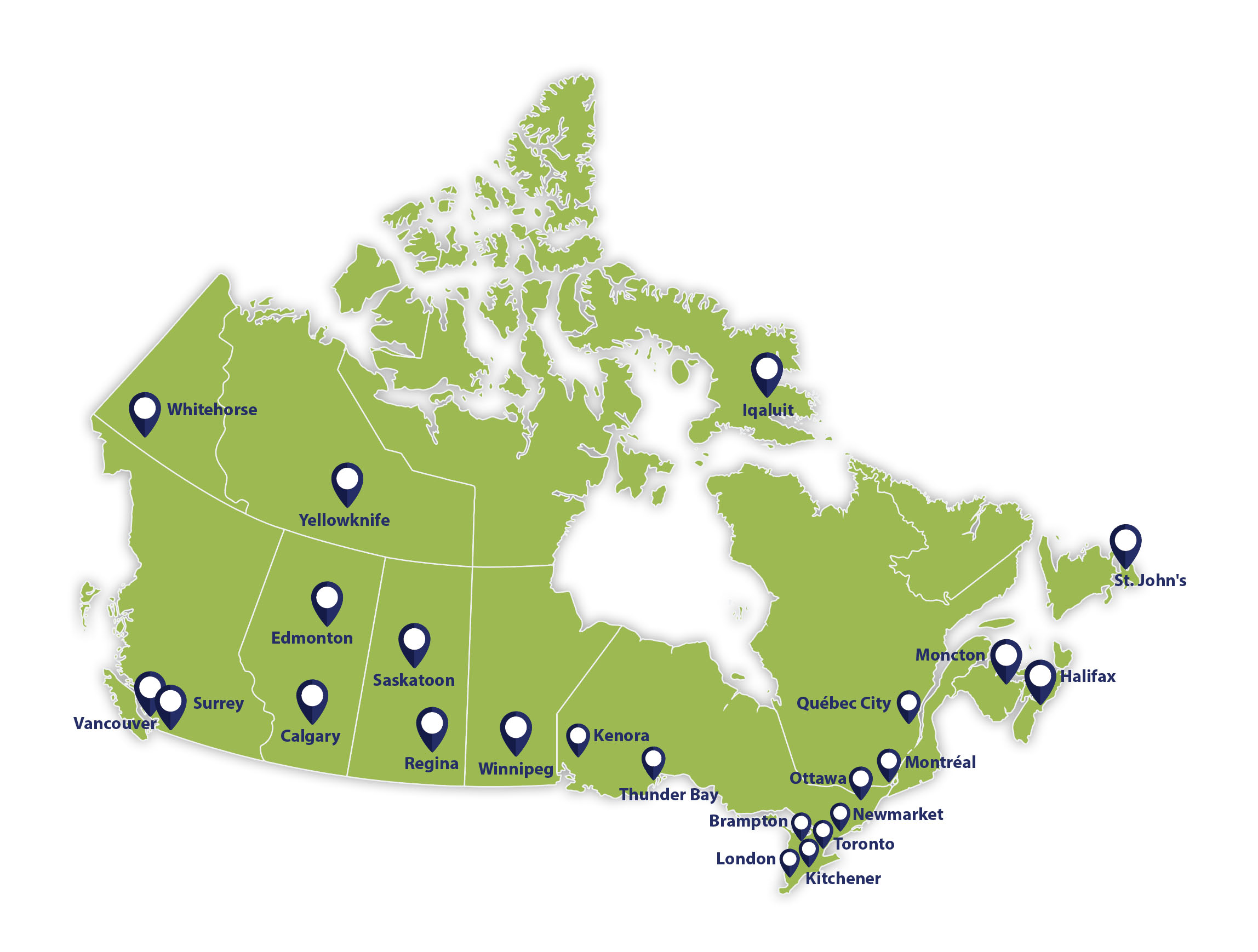 Map of Canada of our offices