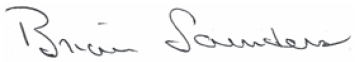 Signature de Brian Saunders